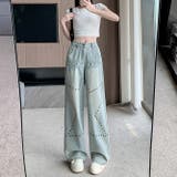 ミレニアル学園風 ゆるカワコーデ☆スタースタッド ストレートデニムパンツ | 17kg | 詳細画像2 