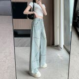 ミレニアル学園風 ゆるカワコーデ☆スタースタッド ストレートデニムパンツ | 17kg | 詳細画像7 