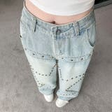 ミレニアル学園風 ゆるカワコーデ☆スタースタッド ストレートデニムパンツ | 17kg | 詳細画像9 