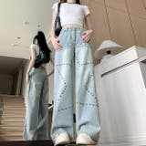 ミレニアル学園風 ゆるカワコーデ☆スタースタッド ストレートデニムパンツ | 17kg | 詳細画像3 