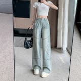 ミレニアル学園風 ゆるカワコーデ☆スタースタッド ストレートデニムパンツ | 17kg | 詳細画像4 