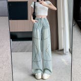 ミレニアル学園風 ゆるカワコーデ☆スタースタッド ストレートデニムパンツ | 17kg | 詳細画像5 