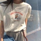 ミレニアル学園風 ゆるカワコーデ☆シンプル韓国風 犬プリント 半袖Tシャツ | 17kg | 詳細画像1