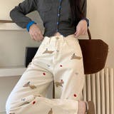 ミレニアル学園風 ゆるカワコーデ インスタ映え子犬刺繍ストレートワイドデニムパン… | 17kg | 詳細画像5 