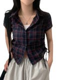 ゆるカワコーデ☆夏用 裾ギャザー ウエストマーク 細見え 格子柄ショートシャツ | 17kg | 詳細画像4