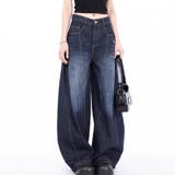 ゆるカワコーデ アメリカンカーブシルエット ワイドレッグウォッシュジーンズ | 17kg | 詳細画像2