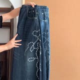 ゆるカワコーデ☆ウォッシュ加工 刺繍ワイドジーンズ | 17kg | 詳細画像13