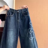 ゆるカワコーデ☆ウォッシュ加工 刺繍ワイドジーンズ | 17kg | 詳細画像61 