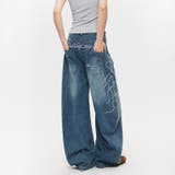 ゆるカワコーデ☆ウォッシュ加工 刺繍ワイドジーンズ | 17kg | 詳細画像7 