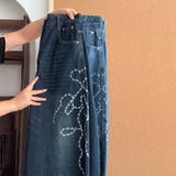 ゆるカワコーデ☆ウォッシュ加工 刺繍ワイドジーンズ | 17kg | 詳細画像8