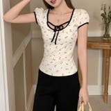 ゆるカワコーデ☆Uネックリボン小花柄半袖Tシャツ | 17kg | 詳細画像7
