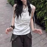 ゆるカワコーデ☆タンクトップ風フェイクレイヤード多巴?コーデデザイン性トップス | 17kg | 詳細画像1 