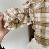 ゆるカワコーデ☆アシンメトリーなフリル付きオフショルダーチェック柄ベスト | 17kg | 詳細画像7
