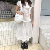 ゆるカワコーデ チェック柄リボン付きワンピース風ブラウス＋ミディ丈スカートセット | 17kg | 詳細画像1 