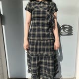 ゆるカワコーデ チェック柄リボン付きワンピース風ブラウス＋ミディ丈スカートセット | 17kg | 詳細画像2 