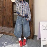 ゆるカワコーデ☆ヴィンテージ風 七分丈デニムパンツ 格子ポケット付きストレート | 17kg | 詳細画像3 