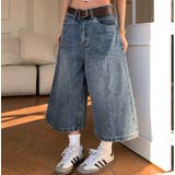 ゆるカワコーデ☆ヴィンテージ風 七分丈デニムパンツ 格子ポケット付きストレート | 17kg | 詳細画像9 