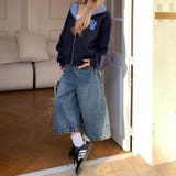 ゆるカワコーデ☆ヴィンテージ風 七分丈デニムパンツ 格子ポケット付きストレート | 17kg | 詳細画像11 