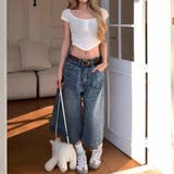 ゆるカワコーデ☆ヴィンテージ風 七分丈デニムパンツ 格子ポケット付きストレート | 17kg | 詳細画像4 