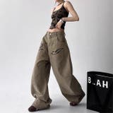 ゆるカワコーデ☆デニムパンツ ロゴ刺繍入り カーブデザイン ワイドカーゴタイプ | 17kg | 詳細画像3