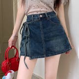 ゆるカワコーデ スカート付きデニムショートパンツ ハイウエスト | 17kg | 詳細画像3