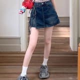 ゆるカワコーデ スカート付きデニムショートパンツ ハイウエスト | 17kg | 詳細画像13