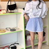 ゆるカワコーデ☆ストライプショートパンツ レースアップ レース切り替えデザイン | 17kg | 詳細画像2 