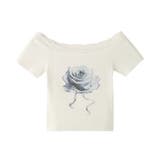 ゆるカワコーデ☆レース付き半袖Tシャツ インクブルーローズデザイン | 17kg | 詳細画像5 
