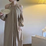 ゆるカワコーデ☆ドローストリング入り オフショルダーワンピース 長袖 | 17kg | 詳細画像1 