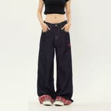 ゆるカワコーデ☆チェック切り替え デニムストレートパンツ ロールアップ仕様 | 17kg | 詳細画像5 