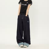ゆるカワコーデ☆チェック切り替え デニムストレートパンツ ロールアップ仕様 | 17kg | 詳細画像9 