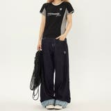 ゆるカワコーデ☆チェック切り替え デニムストレートパンツ ロールアップ仕様 | 17kg | 詳細画像10 