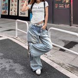 ゆるカワコーデ☆ワイドデニムパンツ フルレングス ヴィンテージポケット刺繍入り | 17kg | 詳細画像10 