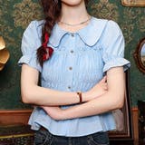 ゆるカワコーデ☆シャーリング入り フリルカラー 半袖ブラウス | 17kg | 詳細画像5 