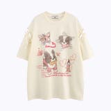 ベージュ | 甘辛系ガールズ☆犬プリントレースアップ半袖Tシャツ | 17kg