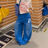 ブルー | 甘辛系ガールズ☆デニムワイドパンツ | 17kg