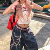 カラープリント デニム ワイド七分丈パンツ甘辛系ガールズ☆ | 17kg | 詳細画像18