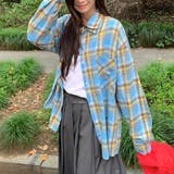 ブルー | レトロチェック 長袖シャツ 配色 | 17kg