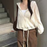 ベージュ | クロシェ編み 透かし編み ゆったり ジップ ニットパーカーゆるカワコーデ☆ | 17kg