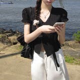 ブラック | スリムフィット フロントレースアップ シングルボタン トップスゆるカワコーデ☆ | 17kg