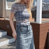 レトロ チェック チュールプリント 半袖 ロールアップTシャツ甘辛系ガールズ☆ | 17kg | 詳細画像9 