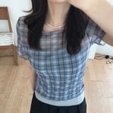 レトロ チェック チュールプリント 半袖 ロールアップTシャツ甘辛系ガールズ☆ | 17kg | 詳細画像13 