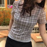 レトロ チェック チュールプリント 半袖 ロールアップTシャツ甘辛系ガールズ☆ | 17kg | 詳細画像18 