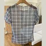 グレー | レトロ チェック チュールプリント 半袖 ロールアップTシャツ甘辛系ガールズ☆ | 17kg