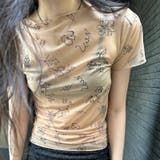 ブラウン | 落書き 手描き花柄 可愛い ポッププリント 半袖Tシャツゆるカワコーデ☆ | 17kg