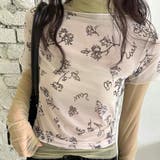 ベージュ | 落書き 手描き花柄 可愛い ポッププリント 半袖Tシャツゆるカワコーデ☆ | 17kg