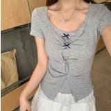 ドット 半袖 リボンツイスト フェイクレイヤードTシャツゆるカワコーデ☆ | 17kg | 詳細画像4 