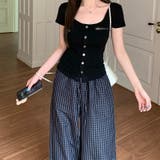 ウエストシェイプデザイン Uネック 正肩 半袖Tシャツ甘辛系ガールズ☆ | 17kg | 詳細画像6 
