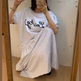 グレー | ロゴ入りゆったりロングワンピース｜体型カバー・大人カジュアル・夏新作 | 17kg