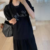 ブラック | ロゴ入りゆったりロングワンピース｜体型カバー・大人カジュアル・夏新作 | 17kg